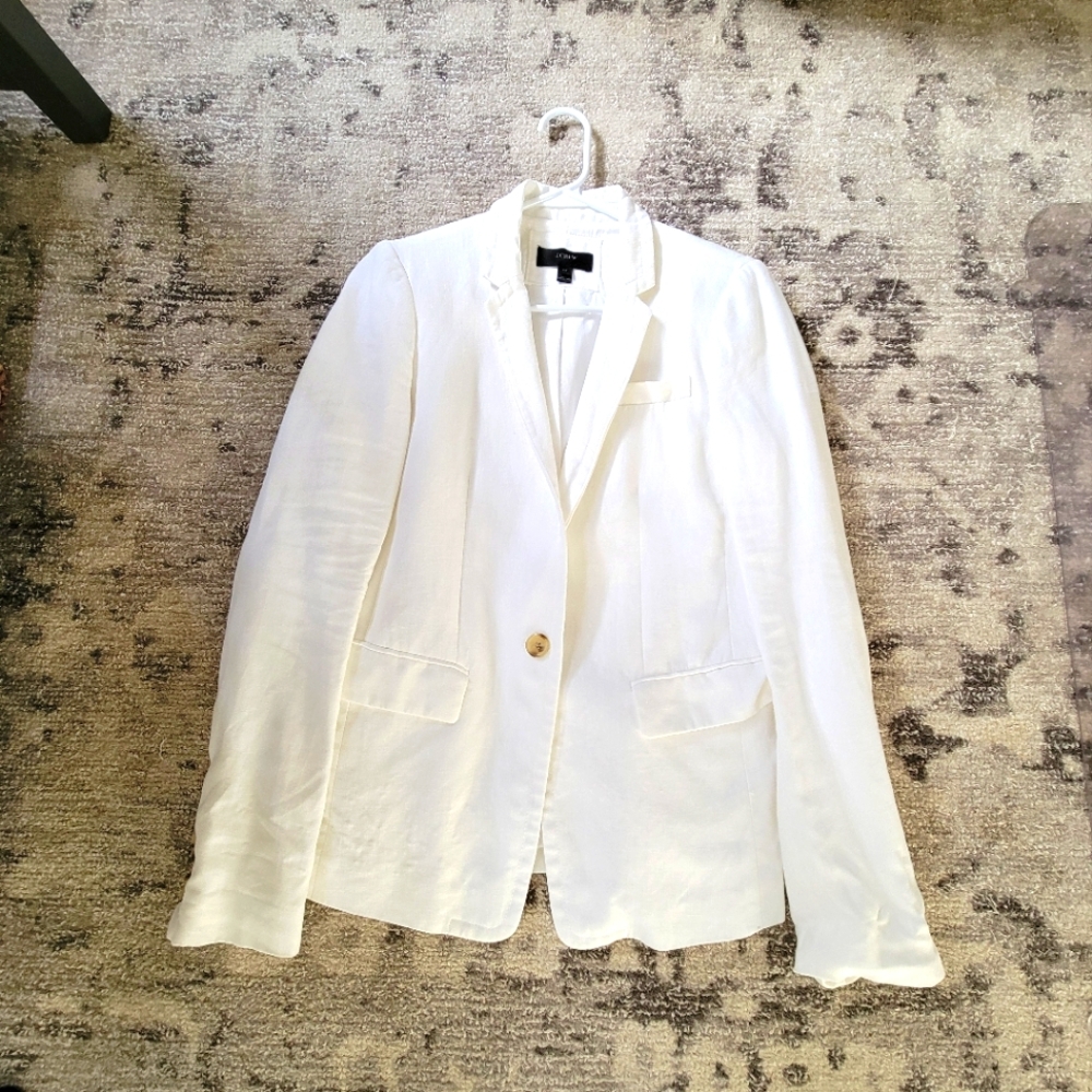 J. Crew Regent Blazer White Linen Size 6T